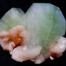 HUGE TWIN  APOPHYLLITE CRYSTAL WITH STILBITE ON BASALT T1#2248