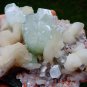APOPHYLLITE GREEN CRYSTAL WITH STILBITE BLADE ON HEULANDITE !!! G-3