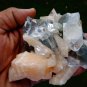 APOPHYLLITE POINTED WITH STILBITE ON CHALCEDONY MINERAL SPECIMEN # L-5