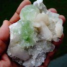 APOPHYLLITE GREEN CRYSTAL WITH STILBITE BLADE B# -6