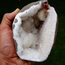 HEULANDITE CRYSTAL WITH STILBITE BLADE IN AMETHYST GEODE  !! L-5