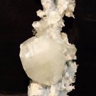 WATER CLEAR APOPHYLLITE CRYSTAL WITH STILBITE BLADE ON BLUE CHALCEDONY !! S-#07