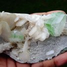 APOPHYLLITE GREEN CRYSTAL WITH STILBITE BLADE ON WHITE MATRIX  B# -6