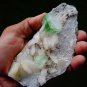 APOPHYLLITE GREEN CRYSTAL WITH STILBITE BLADE ON WHITE MATRIX  B# -6