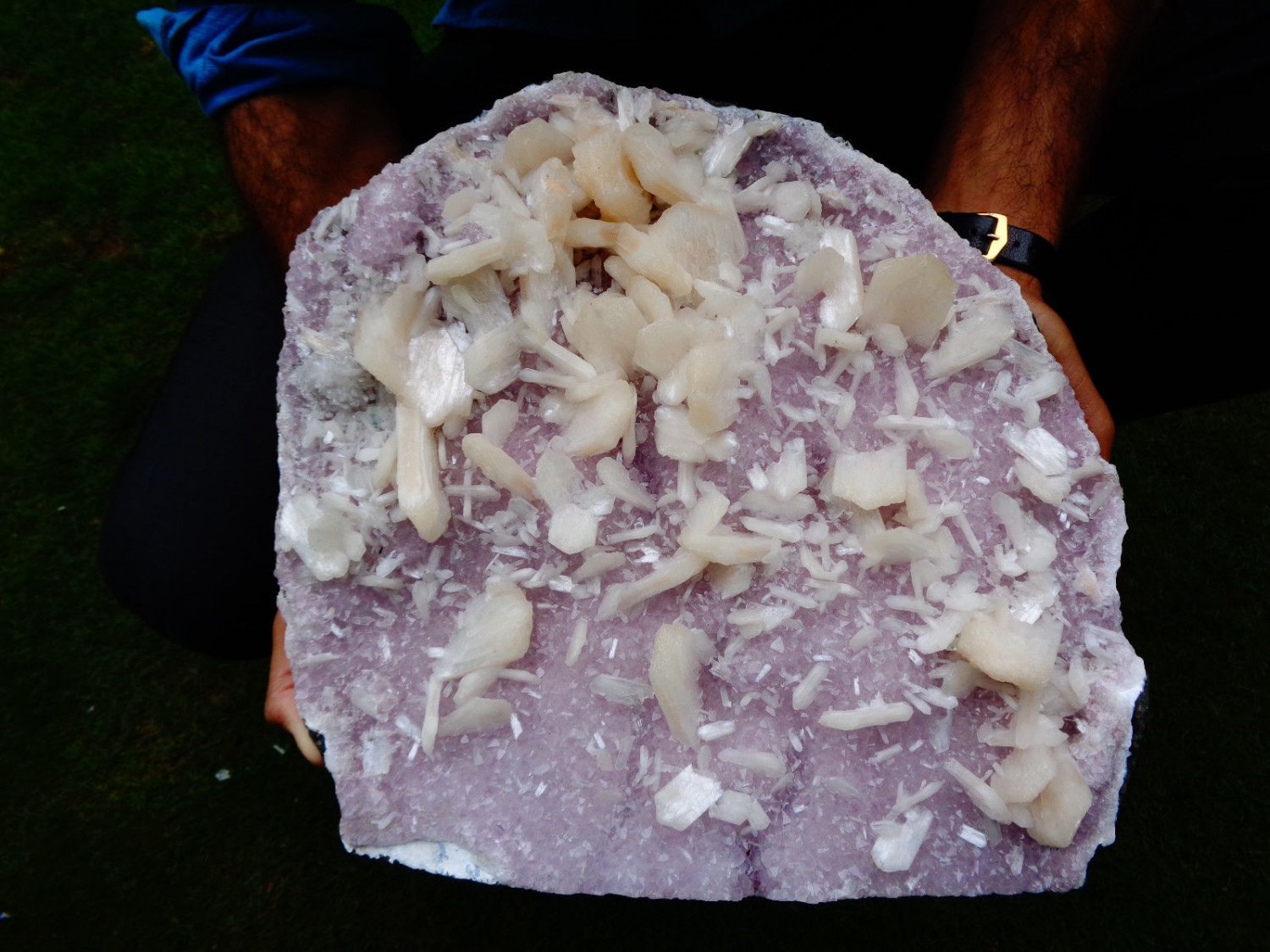 STILBITE BLADE BUNCH ON AMETHYST  !! B-3