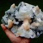 APOPHYLLITE CRYSTAL BUNCH WITH STILBITE BLADE ON CHALCEDONY  B# -6