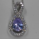 Sterling Silver Pear Shaped Lavender CZ Pendant and Chain