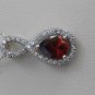 Sterling Silver Pear Shaped Dark Garnet CZ Pendant and Chain