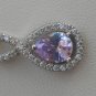 Sterling Silver Pear Shaped Amethyst CZ Pendant and Chain