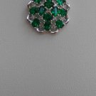 Sterling Silver Flower Shaped Nano Green CZ Pendant and Chain