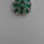 Sterling Silver Flower Shaped Nano Green CZ Pendant and Chain