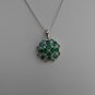 Sterling Silver Flower Shaped Nano Green CZ Pendant and Chain