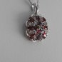 Sterling Silver Flower Shaped Dark Garnet CZ Pendant and Chain