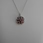 Sterling Silver Flower Shaped Dark Garnet CZ Pendant and Chain