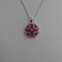 Sterling Silver Flower Shaped Corundum CZ Pendant and Chain