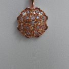 Sterling Silver Flower Shaped Light Champagne CZ Pendant and Chain