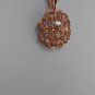 Sterling Silver Flower Shaped Light Champagne CZ Pendant and Chain