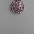 Sterling Silver Flower Shaped Pink CZ Pendant and Chain