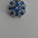 Sterling Silver Flower Shaped Sapphire Blue CZ Pendant and Chain