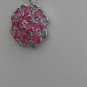 Sterling Silver Flower Shaped Red Corundum CZ Pendant and Chain