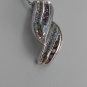 Sterling Silver Double Leaf Rholodite CZ Pendant and Chain