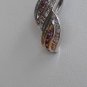 Sterling Silver Double Leaf Rholodite CZ Pendant and Chain