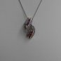 Sterling Silver Double Leaf Rholodite CZ Pendant and Chain