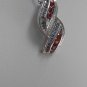 Sterling Silver Double Leaf Dark Garnet CZ Pendant and Chain