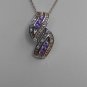 Sterling Silver Double Leaf Amethyst CZ Pendant and Chain