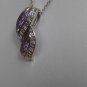 Sterling Silver Double Leaf Amethyst CZ Pendant and Chain