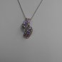 Sterling Silver Double Leaf Amethyst CZ Pendant and Chain