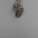Sterling Silver Double Leaf Yellow CZ Pendant and Chain