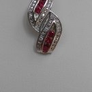 Sterling Silver Double Leaf  Corundum CZ Pendant and Chain