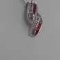 Sterling Silver Double Leaf Corundum CZ Pendant and Chain