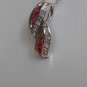Sterling Silver Double Leaf Corundum CZ Pendant and Chain