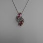 Sterling Silver Double Leaf Corundum CZ Pendant and Chain