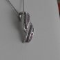 Sterling Silver Double Leaf Pink CZ Pendant and Chain