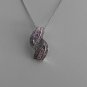 Sterling Silver Double Leaf Pink CZ Pendant and Chain