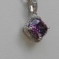 Sterling Silver Radiant Cut Amethyst CZ Pendant and Chain