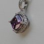 Sterling Silver Radiant Cut Amethyst CZ Pendant and Chain