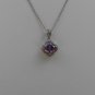 Sterling Silver Radiant Cut Amethyst CZ Pendant and Chain