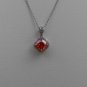 Sterling Silver Radiant Cut Light Orange CZ Pendant and Chain