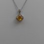 Sterling Silver Radiant Cut Yellow CZ Pendant and Chain