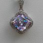 Sterling Silver Radiant Cut Lavender CZ Pendant and Chain