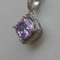 Sterling Silver Radiant Cut Lavender CZ Pendant and Chain