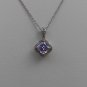 Sterling Silver Radiant Cut Lavender CZ Pendant and Chain