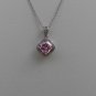 Sterling Silver Radiant Cut Pink CZ Pendant and Chain