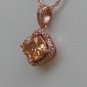 Sterling Silver Radiant Cut Light Champagne CZ Pendant and Chain