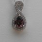 Sterling Silver Pear Shaped Rhodolite CZ Pendant and Chain