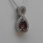 Sterling Silver Pear Shaped Rhodolite CZ Pendant and Chain